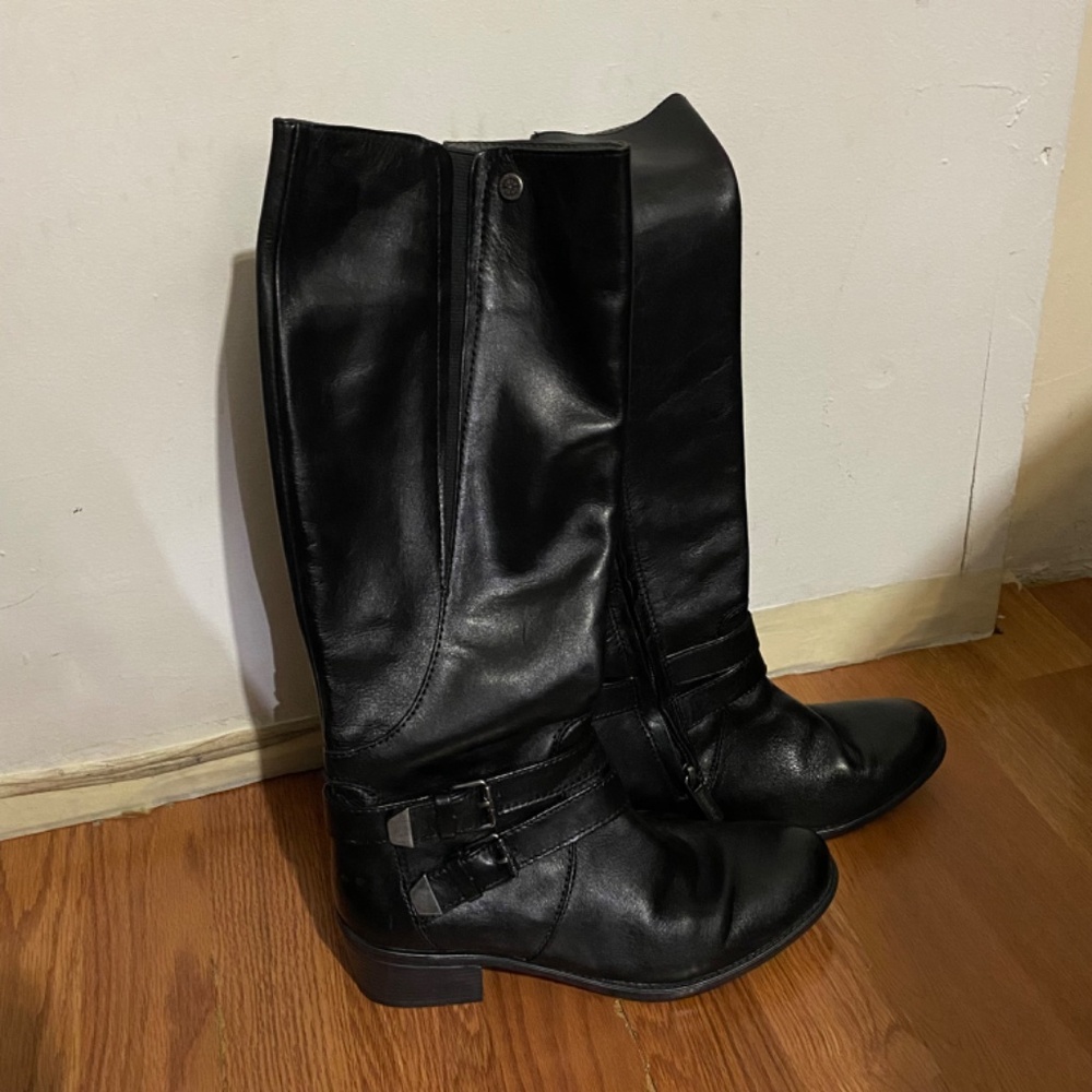 Bussola Agatha Tall Black Leather Riding Boots